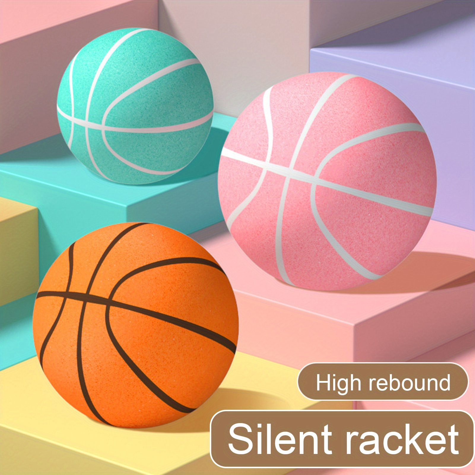 

24 Cm Silent Basketball High Rebound Racket Low Noise Indoor Dribble Training Uncoated High-density Foam Exercise Ball Indoor Training Bouncy Ball