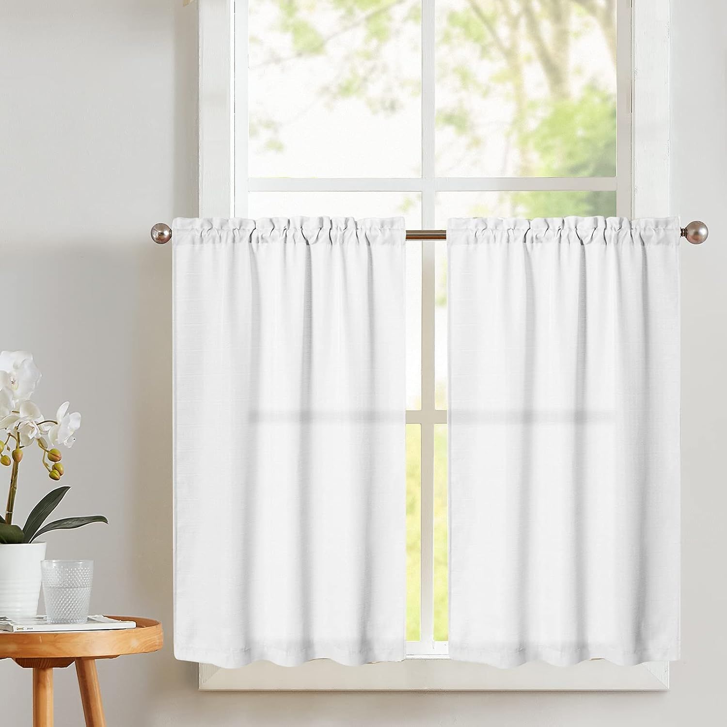 

Collact Kitchen Curtains Length Cafe Curtains Casual Weave Textured Semi Sheer Short Curtains For Bathroom Bedroom Tier Curtains Rod Pocket Half Window Curtains 2 Panels