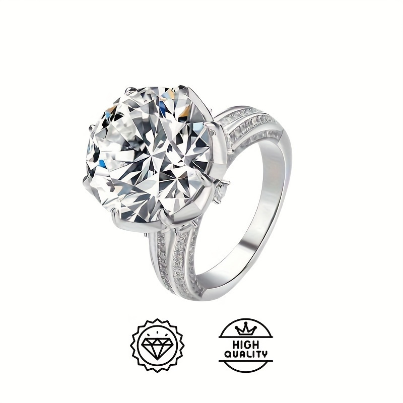 stunning 10 carat moissanite engagement ring for women     hypoallergenic sterling silvery with 8 prong setting nickel free   weddings parties details 3