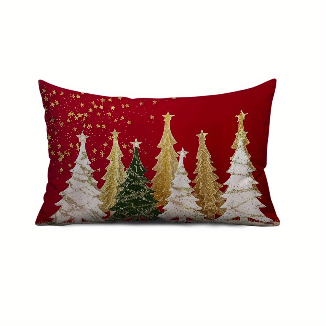 

Christmas Tree Print Single-sided Velvet Throw Pillow Cover 1pc, 30x50cm, Zippered Polyester Decorative Cushion Case For Sofa And Home Decor, Machine Washable