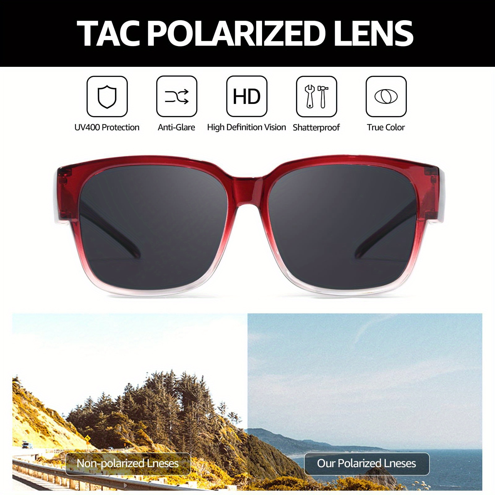 gafas sol polarizadas mujeres hombres rectangular Temu