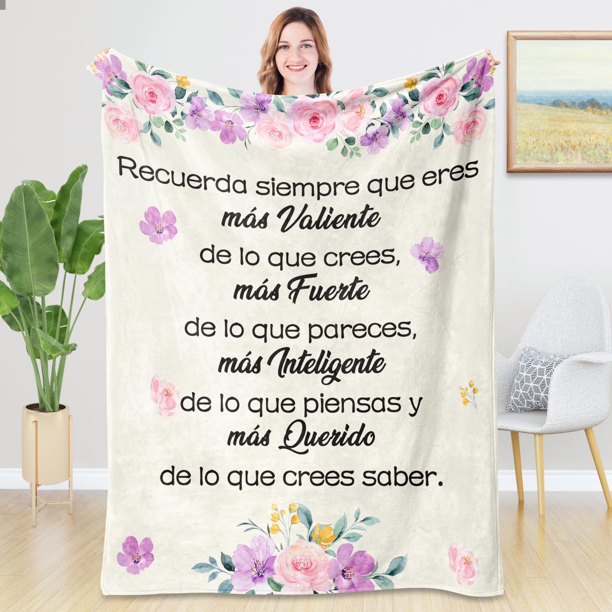 

Inspirational Spanish Letter Print Flannel Throw Blanket - Soft, Cozy & For Travel, Sofa, Office Decor - Perfect Birthday Gift For All , Yourself Or Friends, Contemporary Style, All