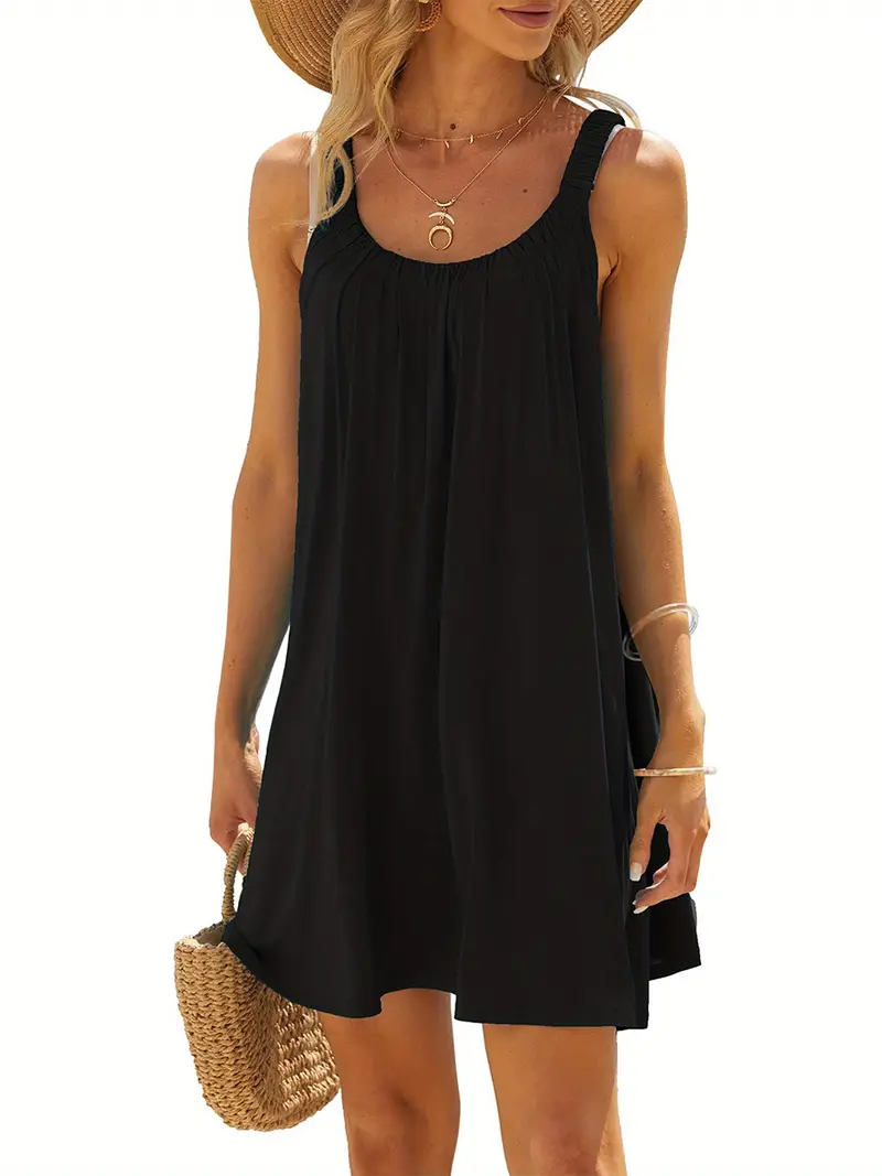 womens summer short beach dress solid color sleeveless - Temu womens summer short beach dress solid color sleeveless - Temu