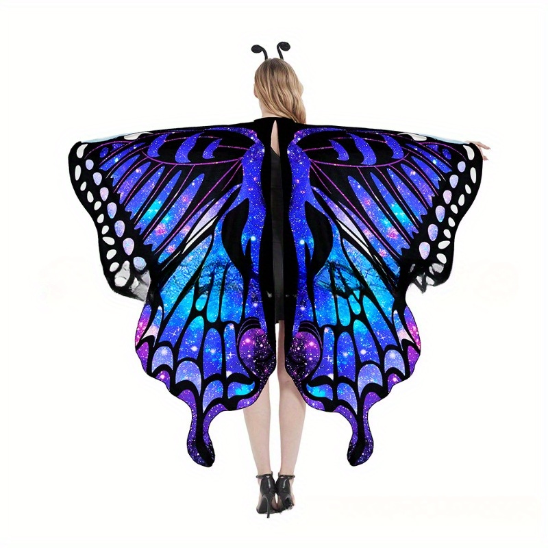 

-inspired Cloak - Vibrant Gradient Blue To Purple, Large Wingspan For Halloween & Dance Parties, Battery-free, Featherless, Decorations