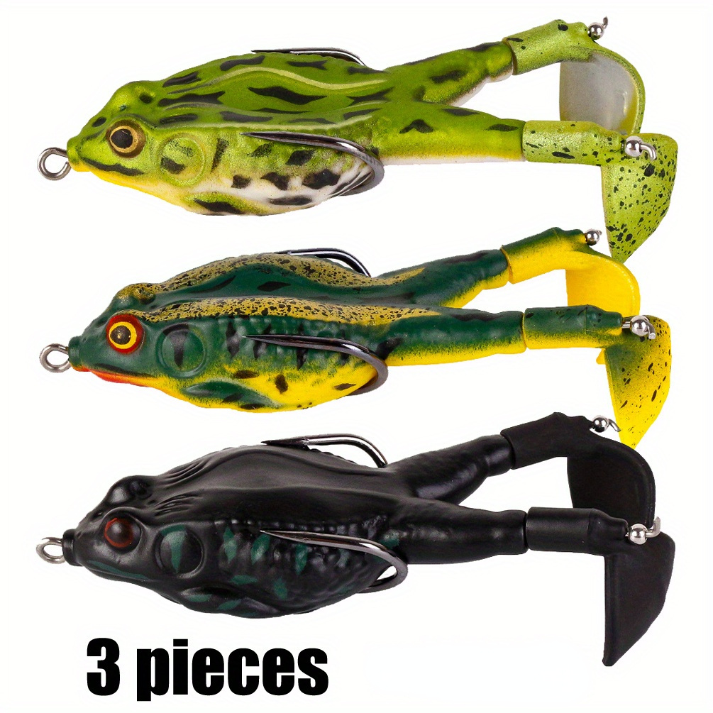 

3pcs/set Topwater Frog Duck Fishing Lures For Bass - Propeller Crankbaits With Floating Rotating Tail Tractor Kit Accessories