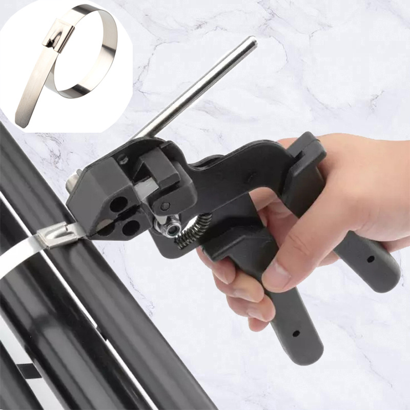 

1pc Stainless Steel Cable Tie Gun, Manual Tightening & Cutting Tool For Heavy-duty Cable Ties - Industrial Cable Management Without Battery