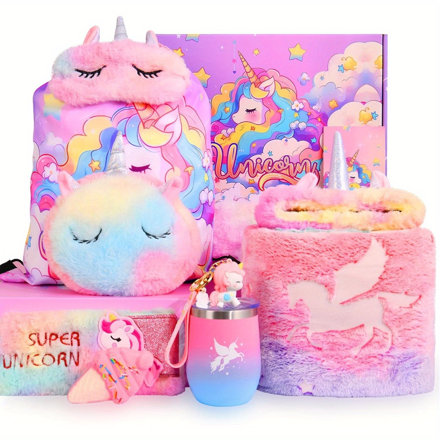 

Unicorns Birthday Gift For Birthday Gift Box, Unicorns Gift Toys Basket, For, Unicorns Blanket (pink)