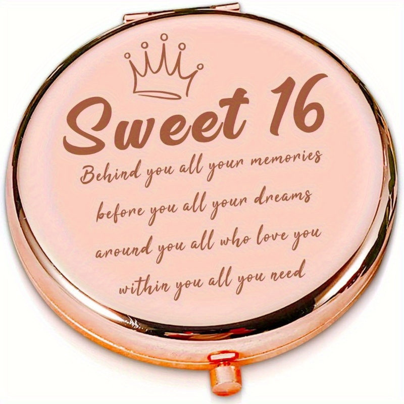 

Sweet 16th Happy Birthday Gifts For Girls Rose Golden Travel Makeup Compact Mirror For Sister Daughter Niece, Inspirational Gifts For 16 Years Old Girl For Graduation