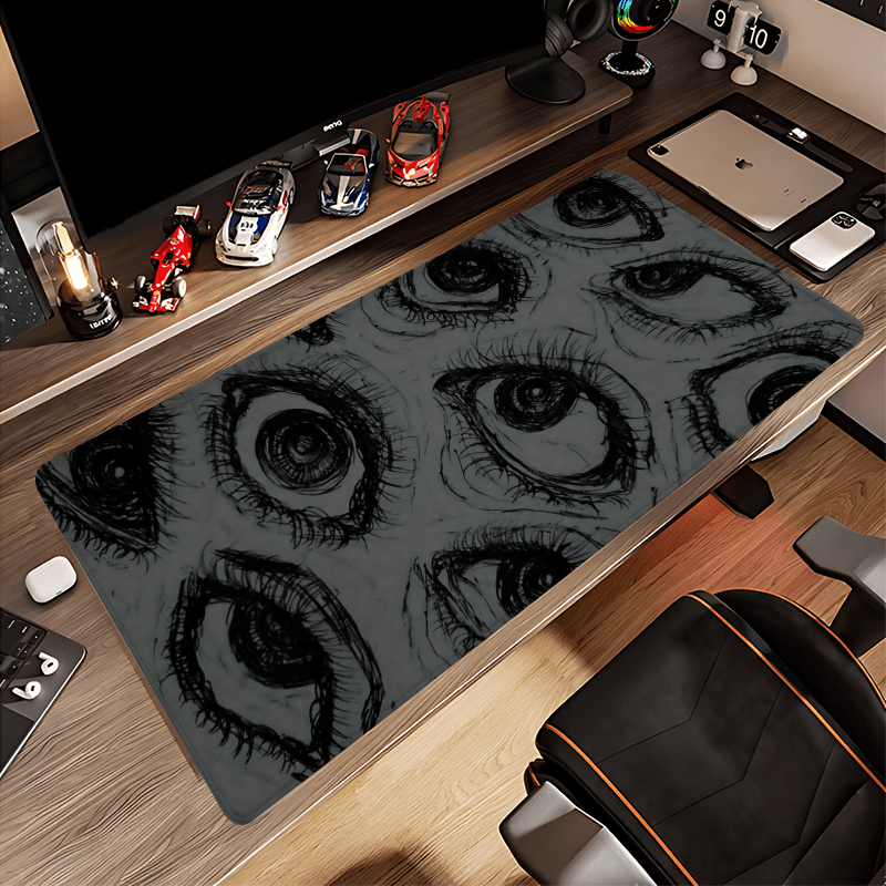 

Xxl Large Gaming Desk Mat: Abstract Eyes Horror Artistic Sketch, Non-slip Rubber, 35.4x15.7 Inch - Perfect Gift For Friends - Office Desk Pad