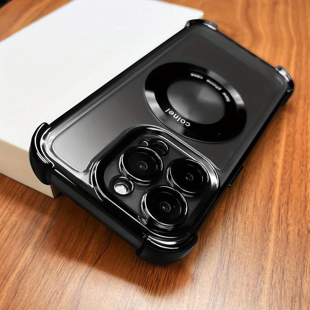 Ultra-Thin Magnetic Luxury Electroplate Shockproof Case for iPhone 15, 14, 13, 12, 11 Pro Max Plus, Transparent Bumper Cover