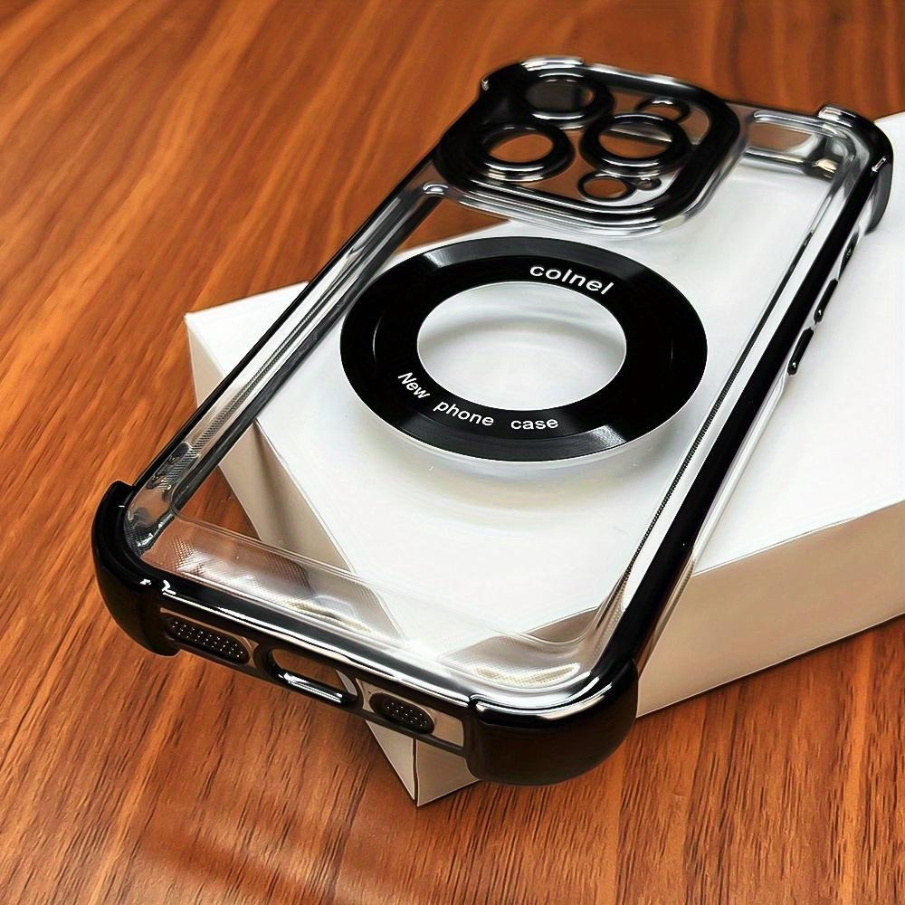 Ultra-Thin Magnetic Luxury Electroplate Shockproof Case for iPhone 15, 14, 13, 12, 11 Pro Max Plus, Transparent Bumper Cover