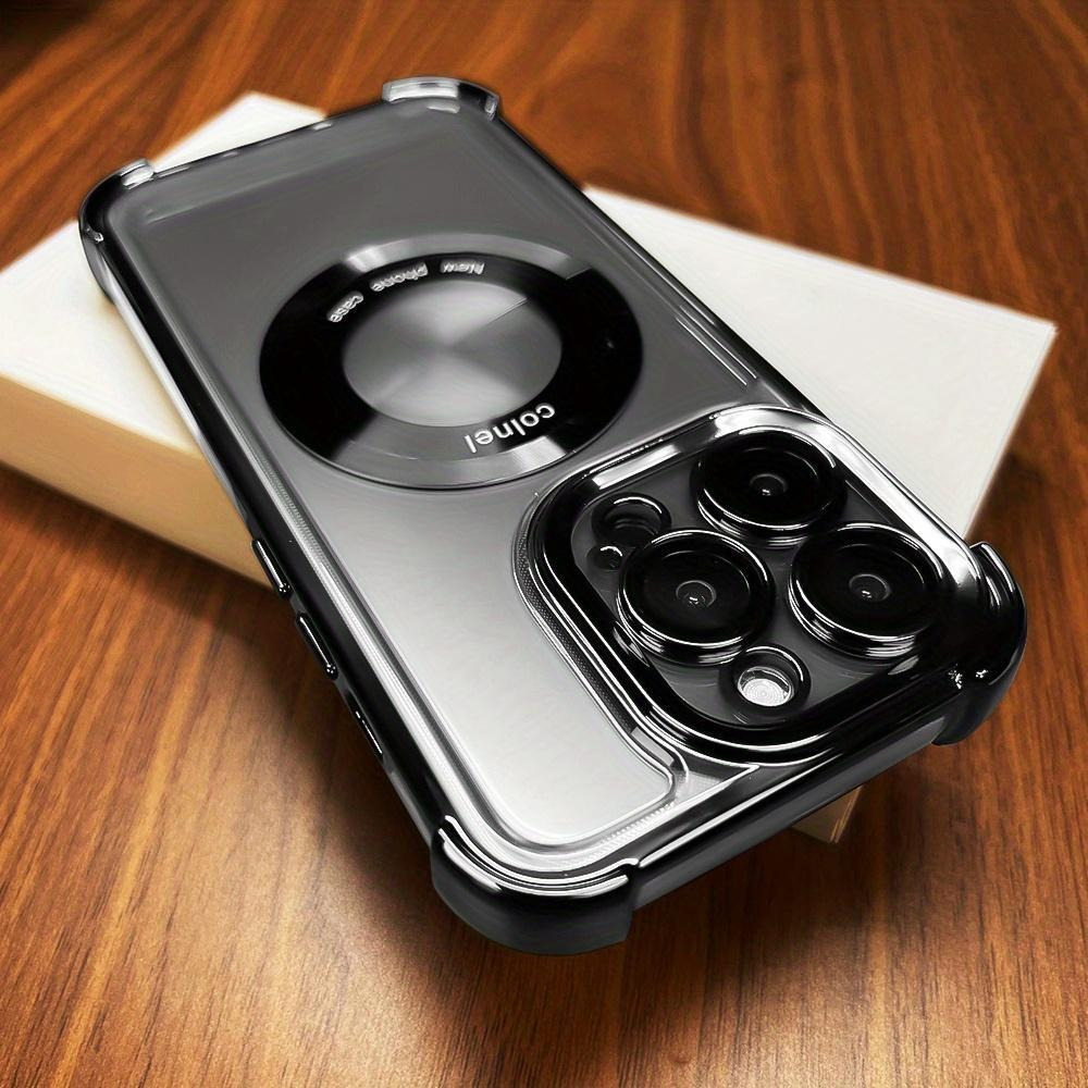 Ultra-Thin Magnetic Luxury Electroplate Shockproof Case for iPhone 15, 14, 13, 12, 11 Pro Max Plus, Transparent Bumper Cover