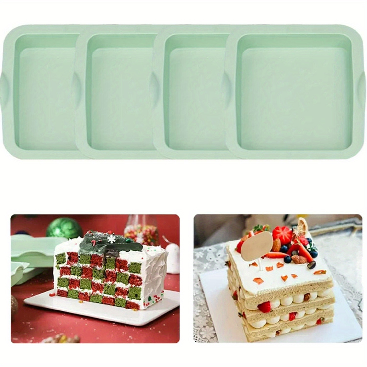 

4pcs Pans Set, Square Rainbow Cake Baking Pans, Silicone Cake Molds For Pizza Vegetable Pancake And Resin Crafts