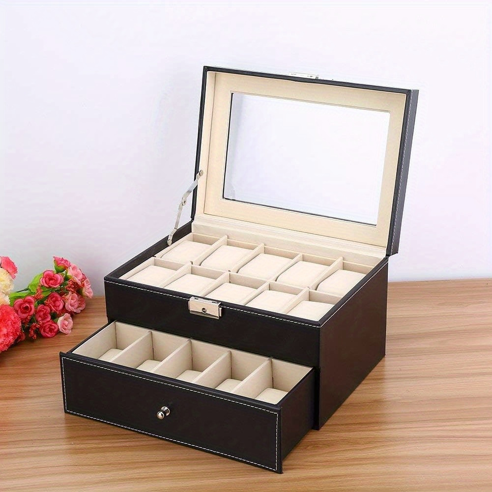 

Gototop Uhrenbox Für 20 Uhren, Uhrenbox Organizer Uhrenkasten Leder Elegant Uhrenkoffer Uhrenschatulle Mit Schublade Für Geschenkbox Schmuck Armbanduhr Aus Holz