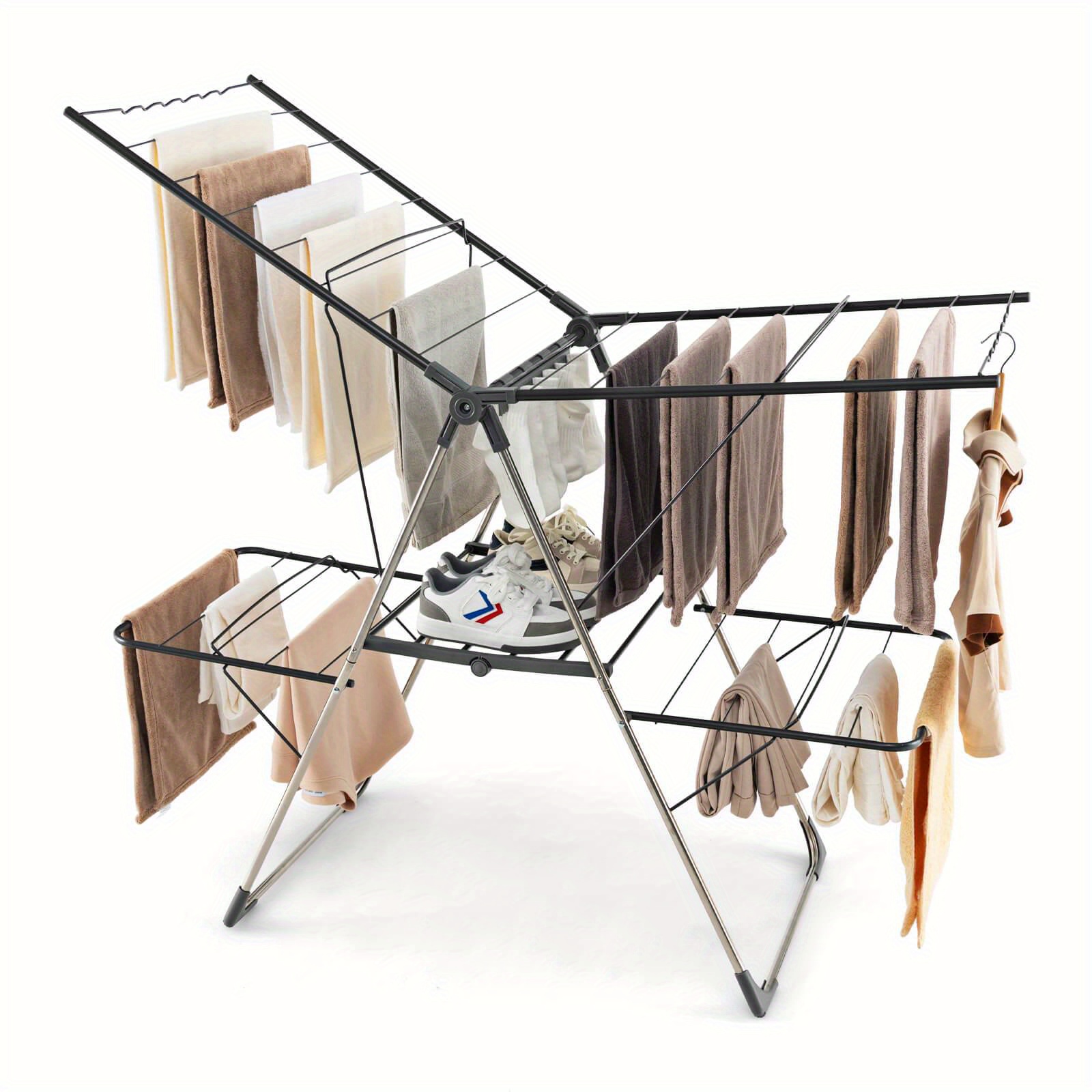 

2-tier Clothes Drying Rack With 33 Drying Rails Height Adjustable