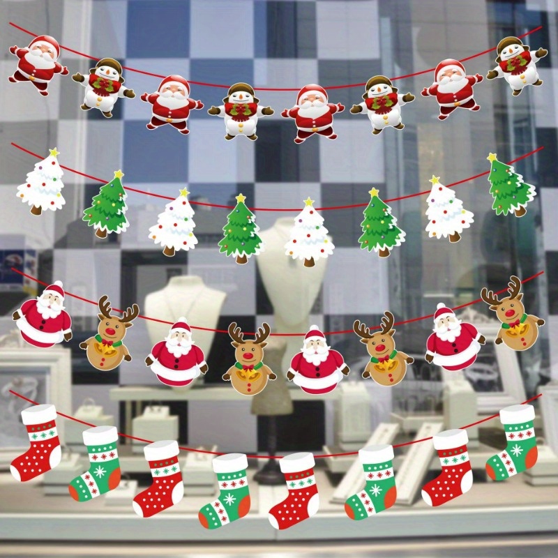 

Merry Christmas Banner Garland - Festive Santa, Snowman & Elk Decorations For Party Holiday Decorations, Christmas Decor