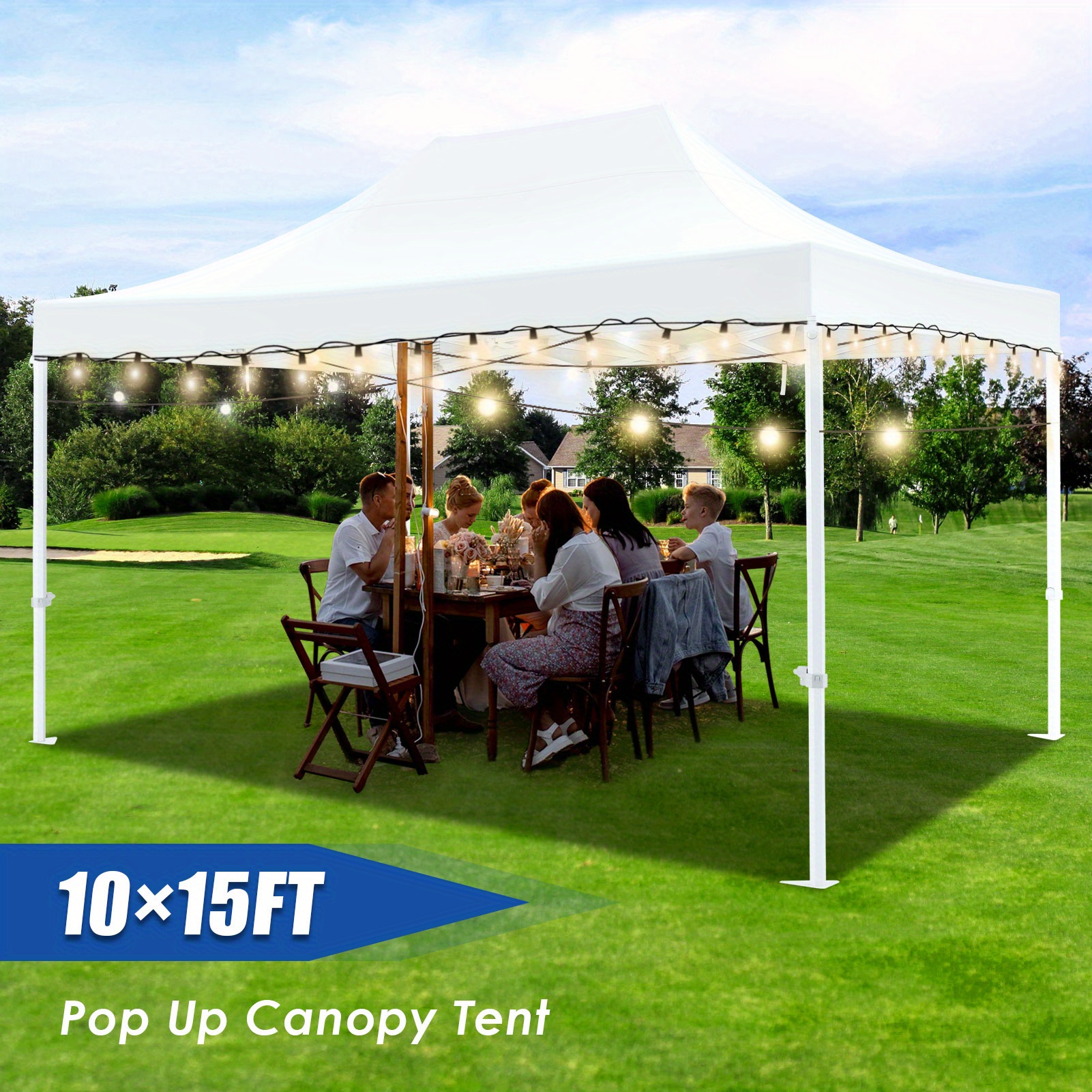 

Tooluck 10x15ft Pop-up Tent, Suitable For Party Event Weddings, No Side Walls, Heavy Duty Awning Tent, Commercial Instant Awning With Roller Pack, Upf 50+ And Upgraded Watertight, Thick Hexagonal Legs