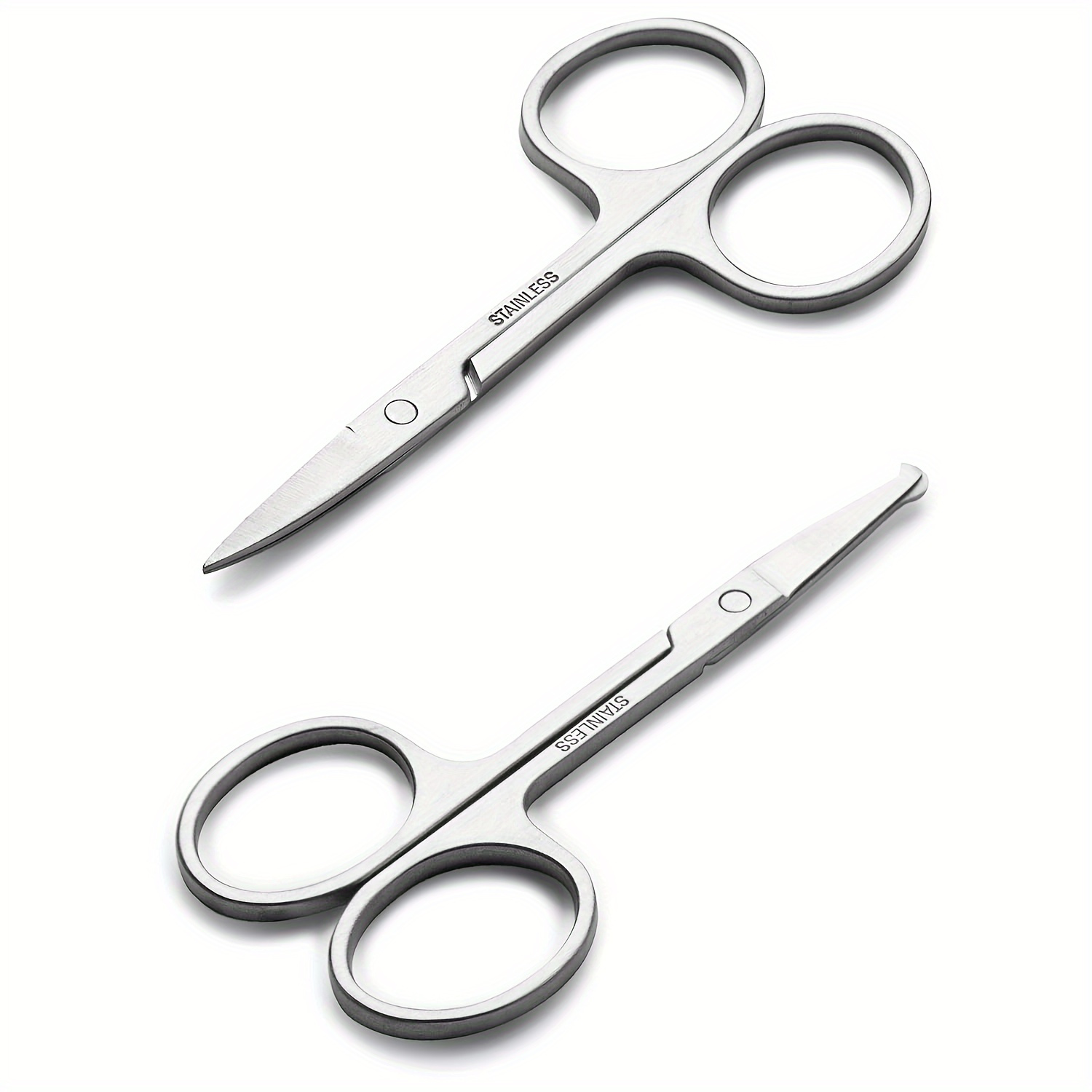 

2 Sets Of Small Beauty Scissors For Facial Hair - Nose, Beard, Eyebrows, Eyelashes, And Ears - Professional Stainless Steel Trimming Scissors