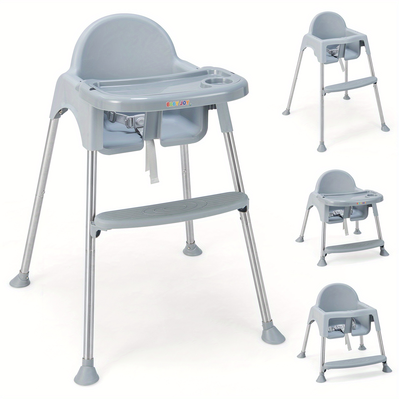 

4-in-1 Convertible Baby High Chair Feeding W/ Removable Double Tray& Footrest