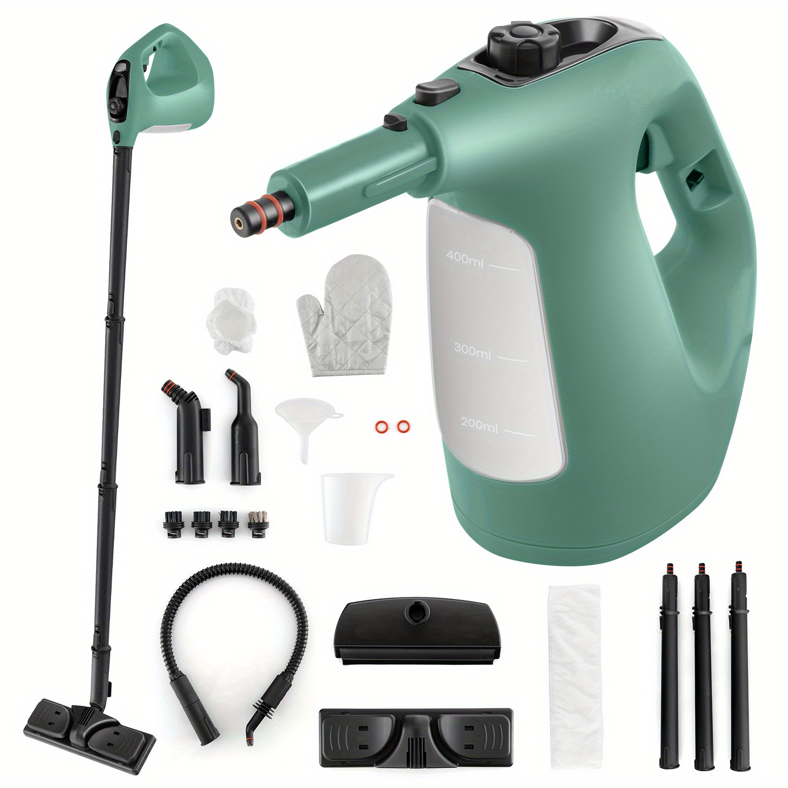 

1400w Multipurpose Handheld Steam Cleaner Steam Mop W/ 14 Accessories Green