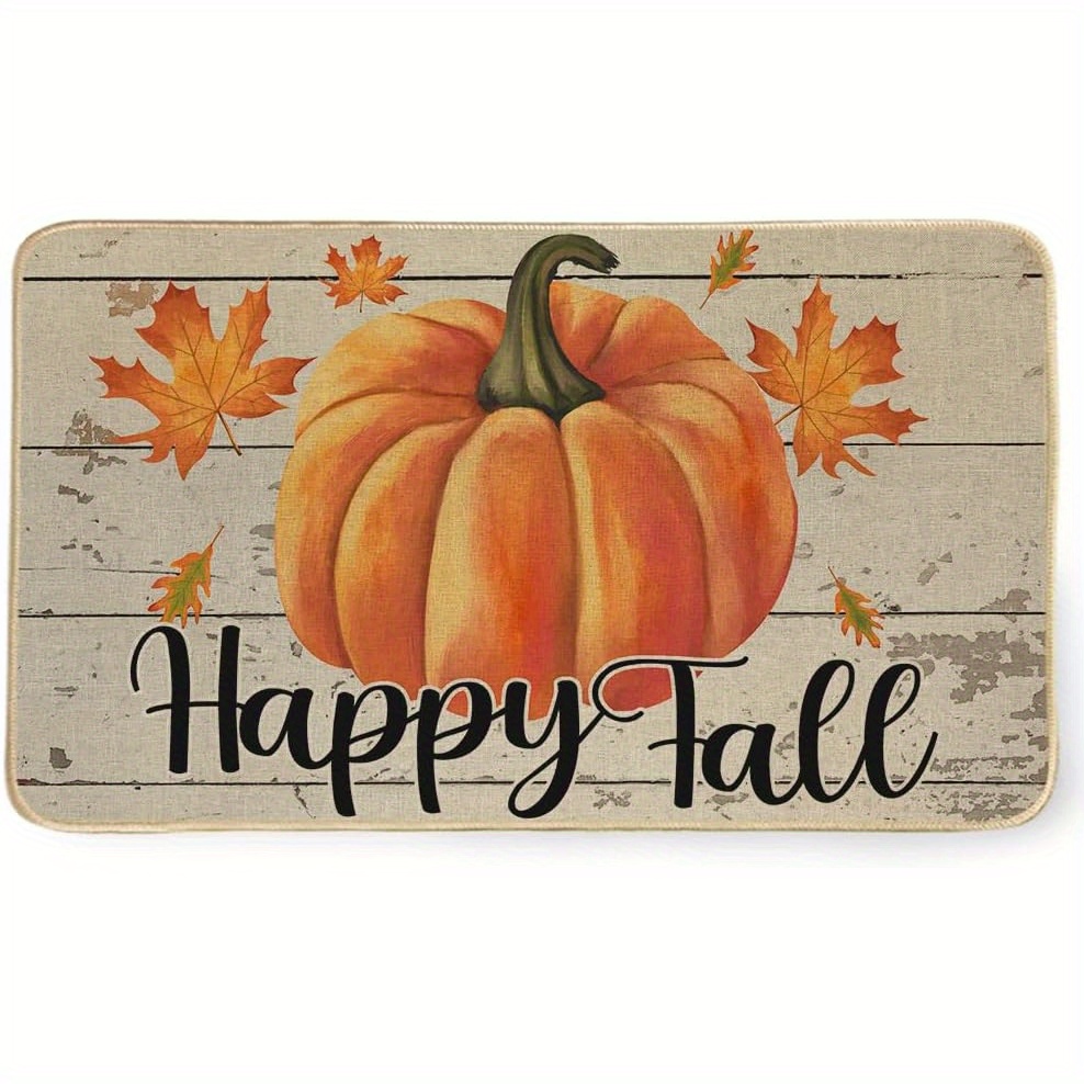 

Happy Fall Decoration Doormat Outdoor Entrance, Autumn Seasonal Pumpkin Welcome Floor Front Door Mat Rug For Home Farmhouse 17x29 Inch