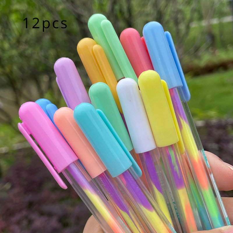 12pcs Of Rainbow Gradient Gel Pens In Sparkling Colors