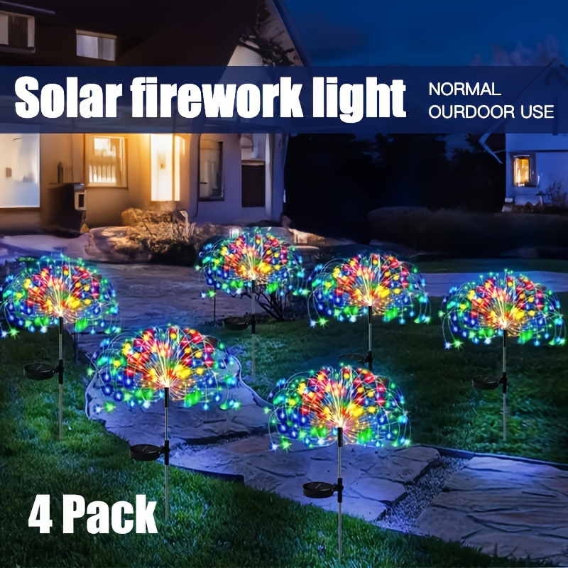 

4 Packs Of 200leds Solar Fireworks Outdoor Decorative Lights, Solar Led Waterproof Outdoor Fireworks Lights, Can Be Used For Garden, Campsite, Wedding Decoration, Christmas Decoration Lights, 8 Modes