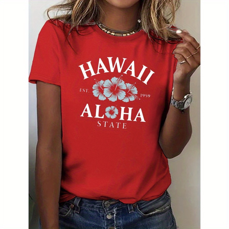 

Hibiscus Hawaii Pure Cotton Women's T-shirt, Comfort Fit