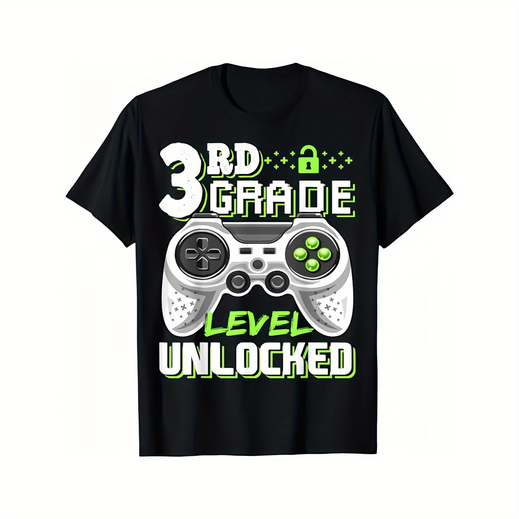 

Boy's T-shirt, Back To School 3rd Grade Level Unlocked Tees Casual Comfy Tops, Kids Outdoor Clothes