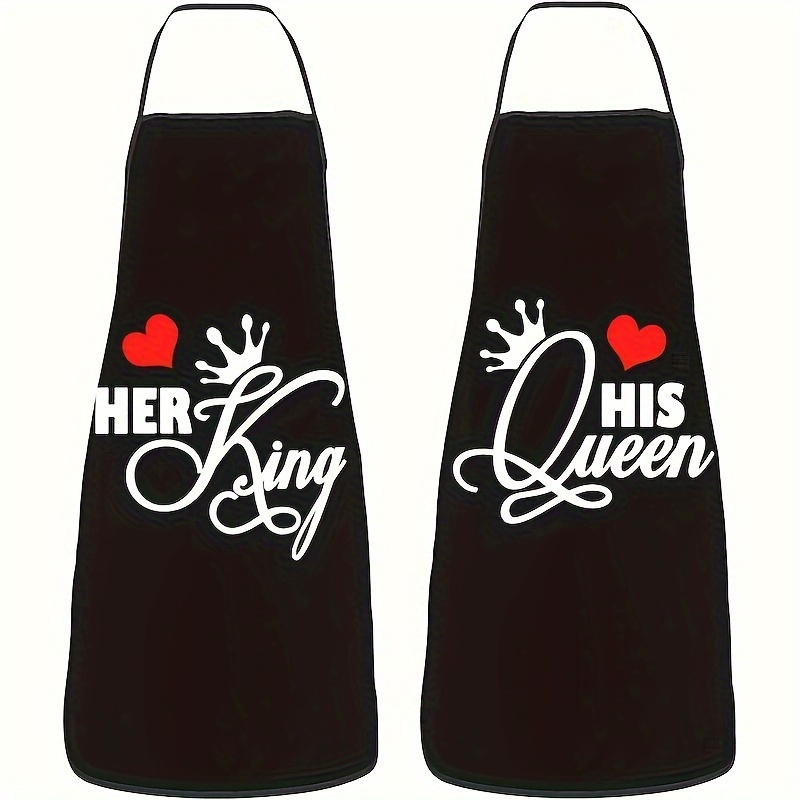 2pcs Set '' Polyester Kitchen Aprons - Perfect For Couples, Durable Cooking & Baking Accessories