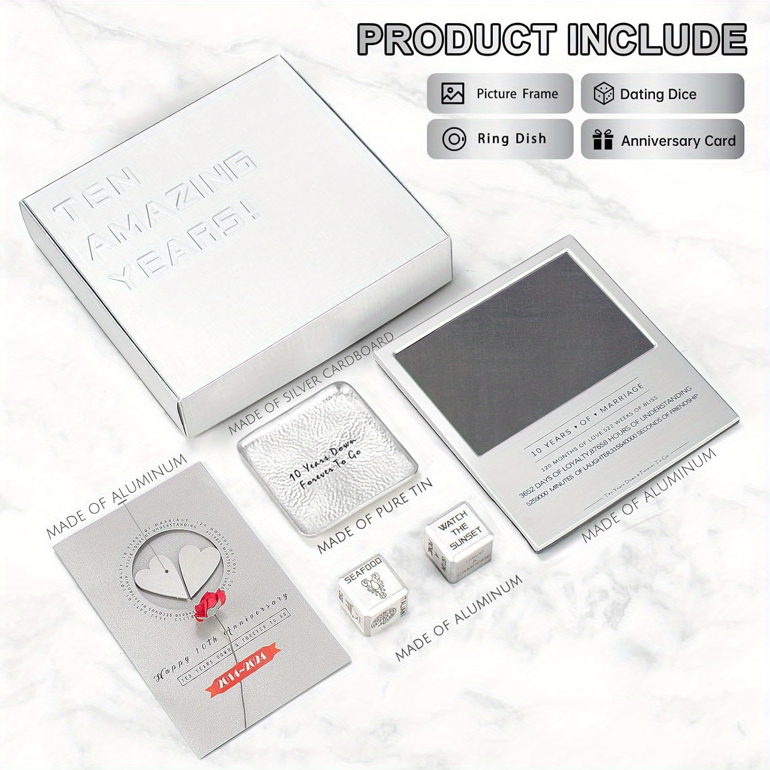 10 year anniversary tin gifts wife couples 10th wedding Temu