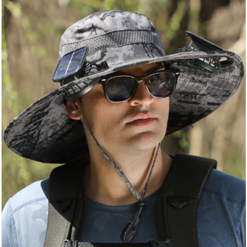 TEMU 2025 New Summer Outdoor Solar Power Fan Shade Sun Hat Fishing Hat, Outdoor Hat, Mountain Climbing Hat For Men