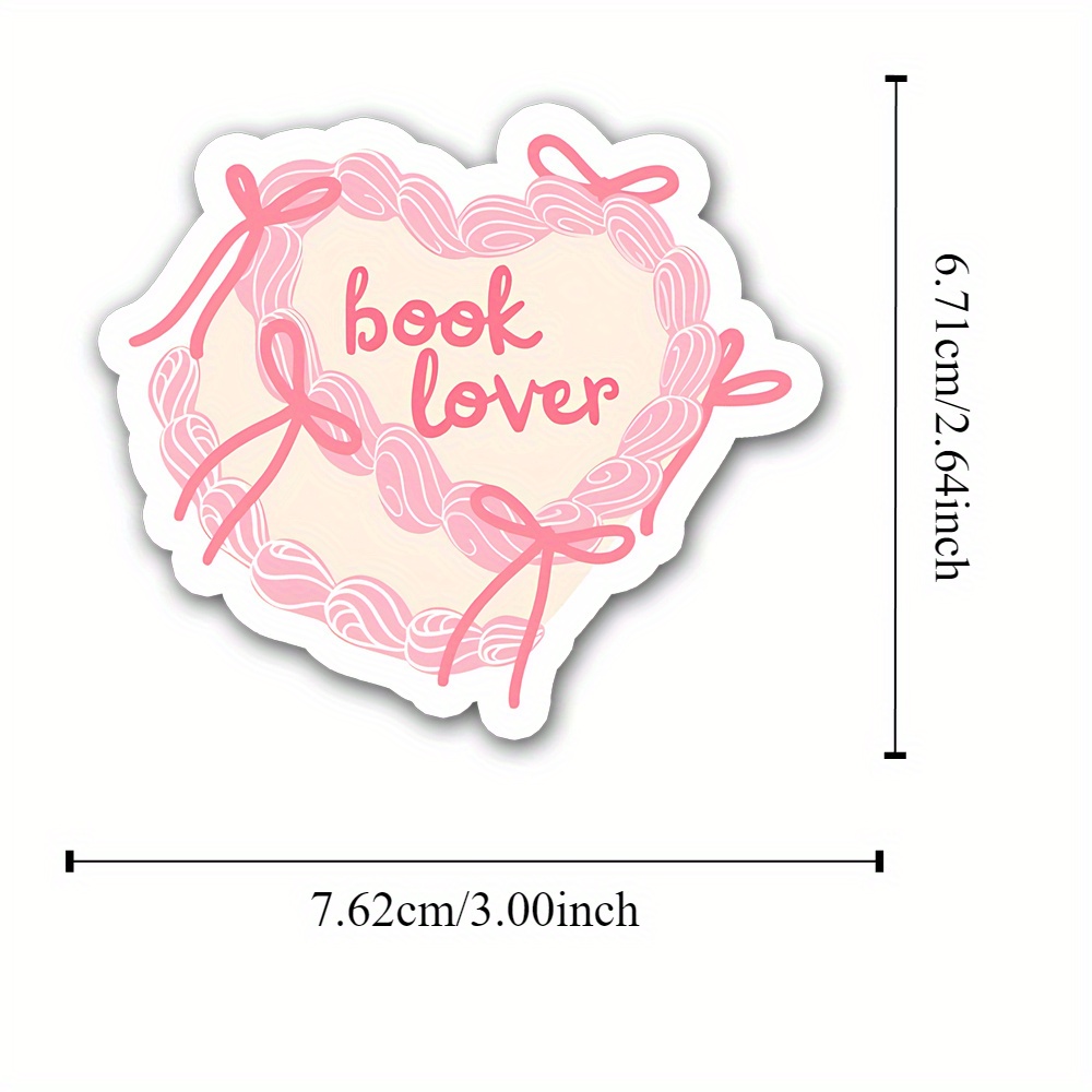 

Vinyl Book Lover Decal With Glossy Finish - Pink Bow Adhesive Sticker For , Tumblers, Laptops - Single Use Romantic Reader Bookish Coquette Accessory