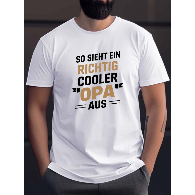 

Men's Summer Casual T-shirt - 'cooler Opa...' Print Short Sleeve Crew Neck Lightweight versatile Tees As Gift