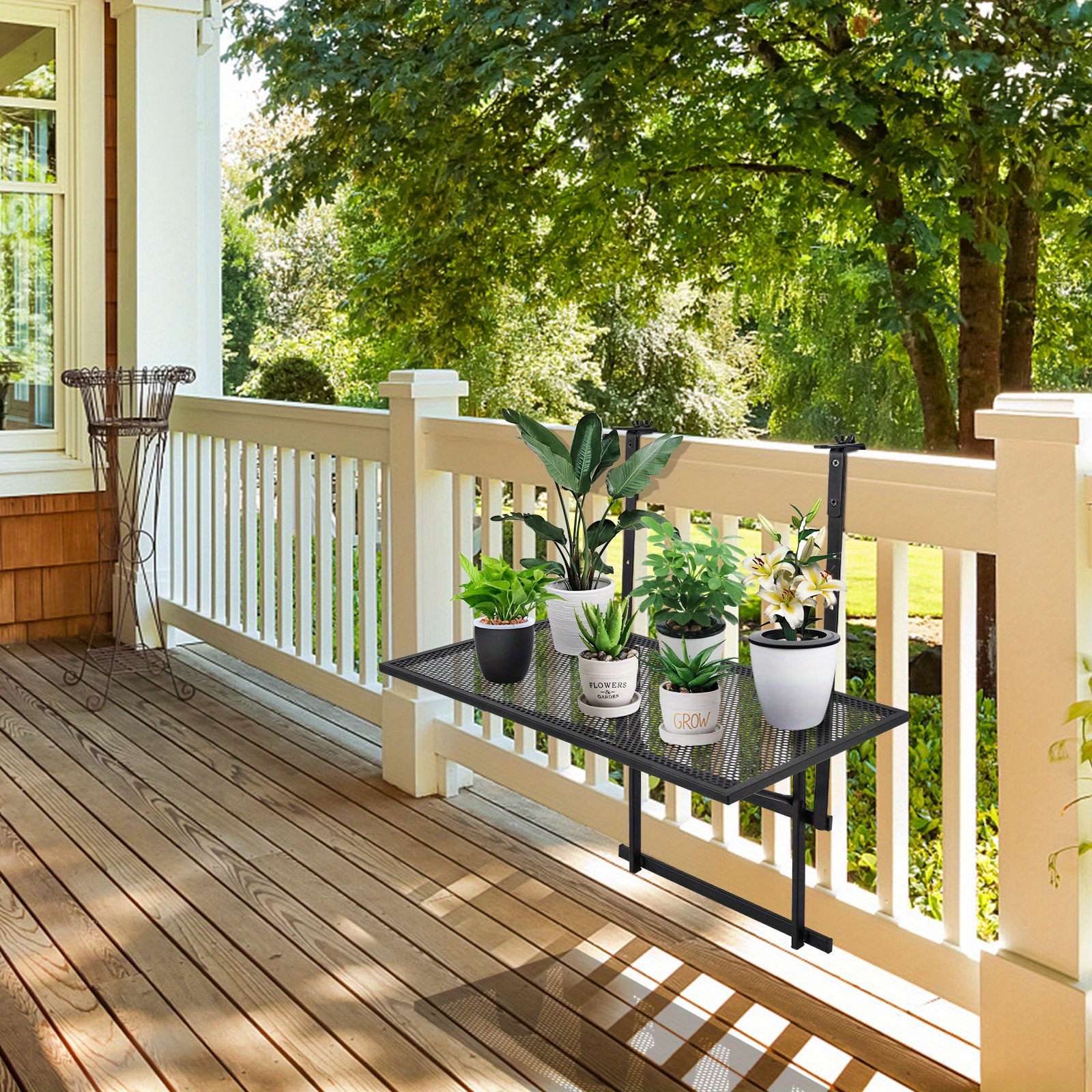 Balcony Railing Table Outdoor Hanging Folding Aluminium Metal