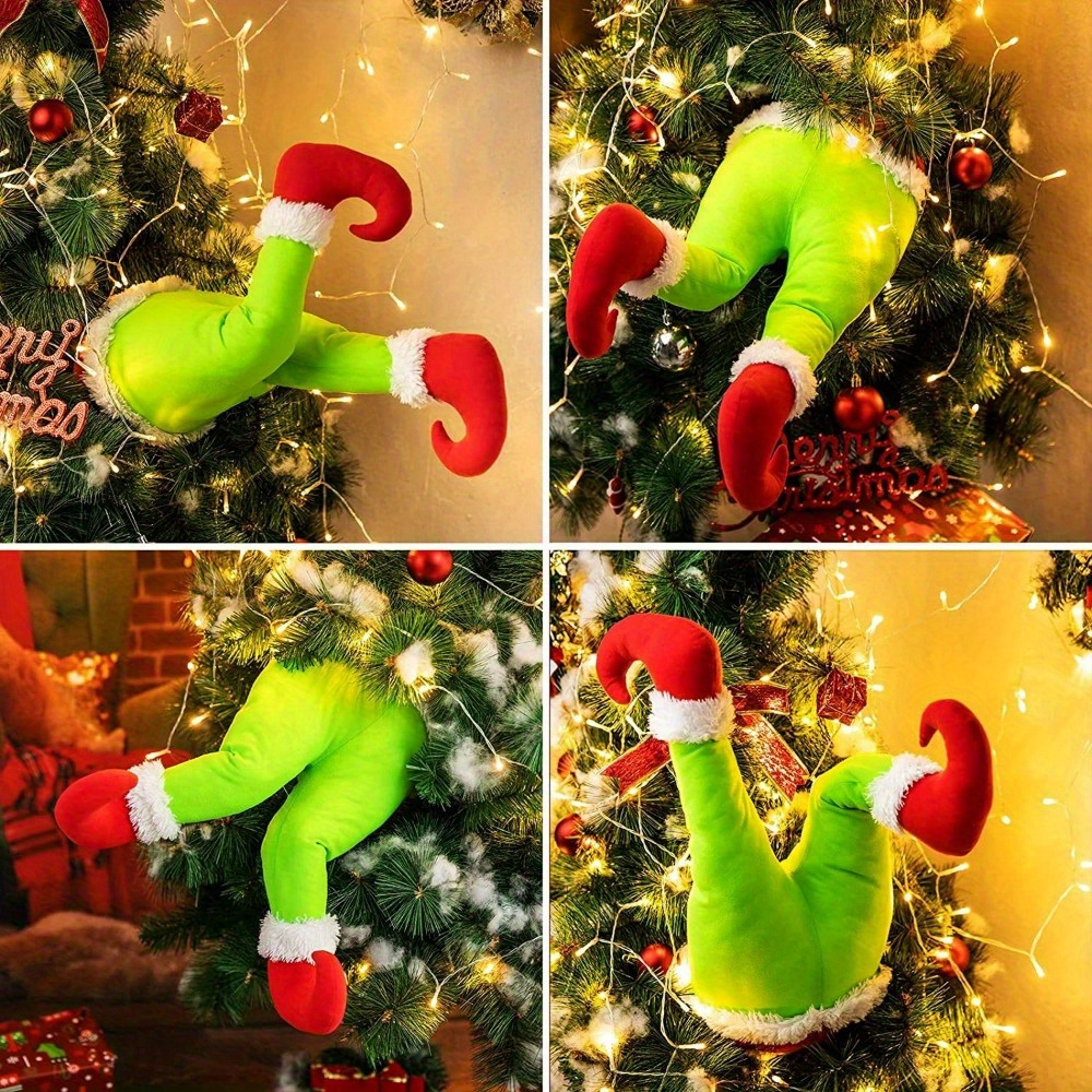 

Christmas & Topper - Plush Legs Ornament, Tree Decoration, Universal Holiday , Non-electric