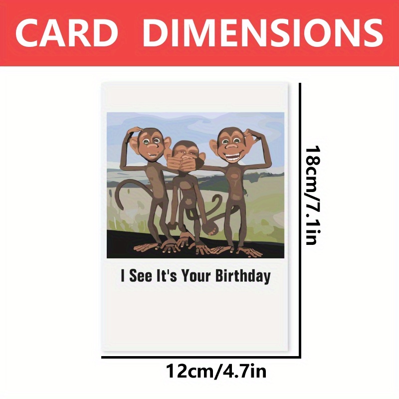 1pc Funny Monkey Happy Birthday Greeting Card Hilarious - Temu