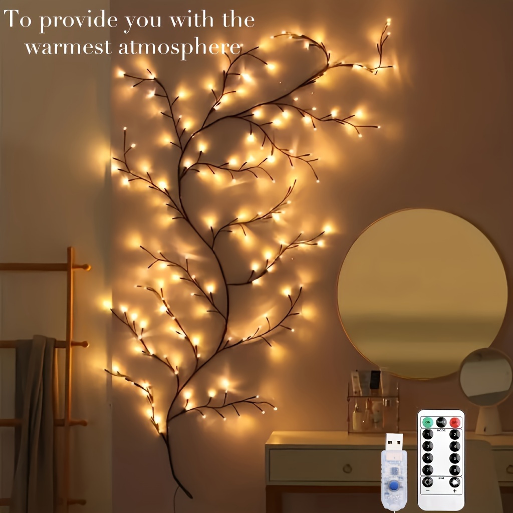 

1pc Usb/96leds/72leds, Branch Light, Light, Vine Christmas Decoration Light, Night Light, Interior Warm Decoration Light, Light For Living Room Bedroom Decoration, , Christmas, Birthday Party