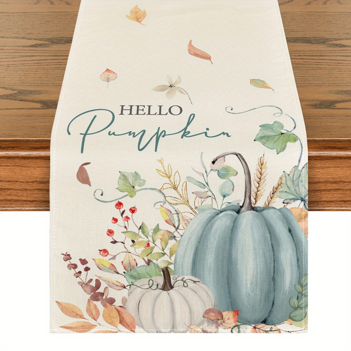 

Sm:)e Blue Leaves Fall 1pc Table Runner 13x72 Inch And 4pc Place Mats 12x18 Inch, Seasonal Autumn Kitchen Dining Table Funky Home Decoration For Home Party Funky Home Decor