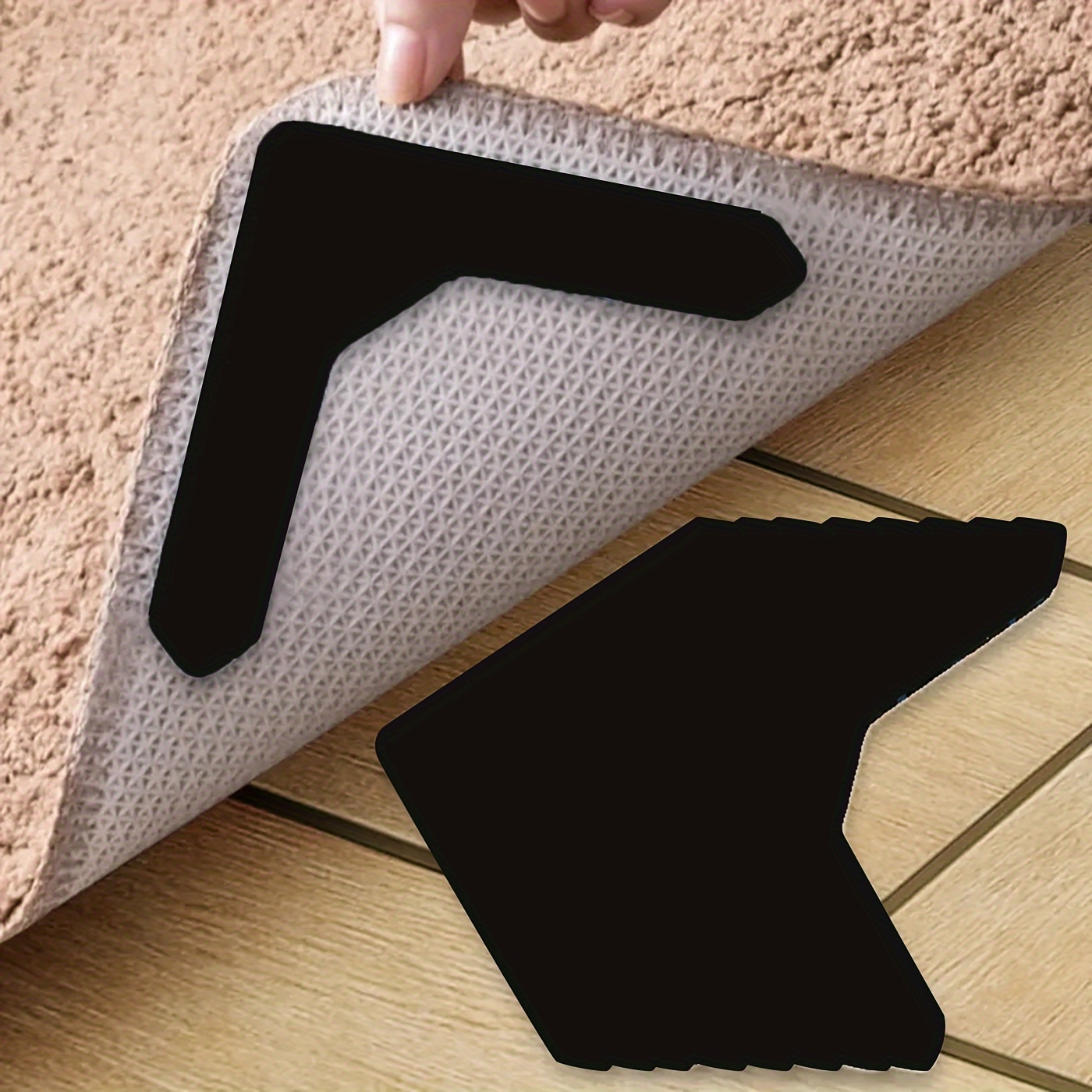 4 pack pet non slip rug grippers anti slip   stickers for indoor use   anti drill   for living room bedroom bathroom   roll resistant details 7