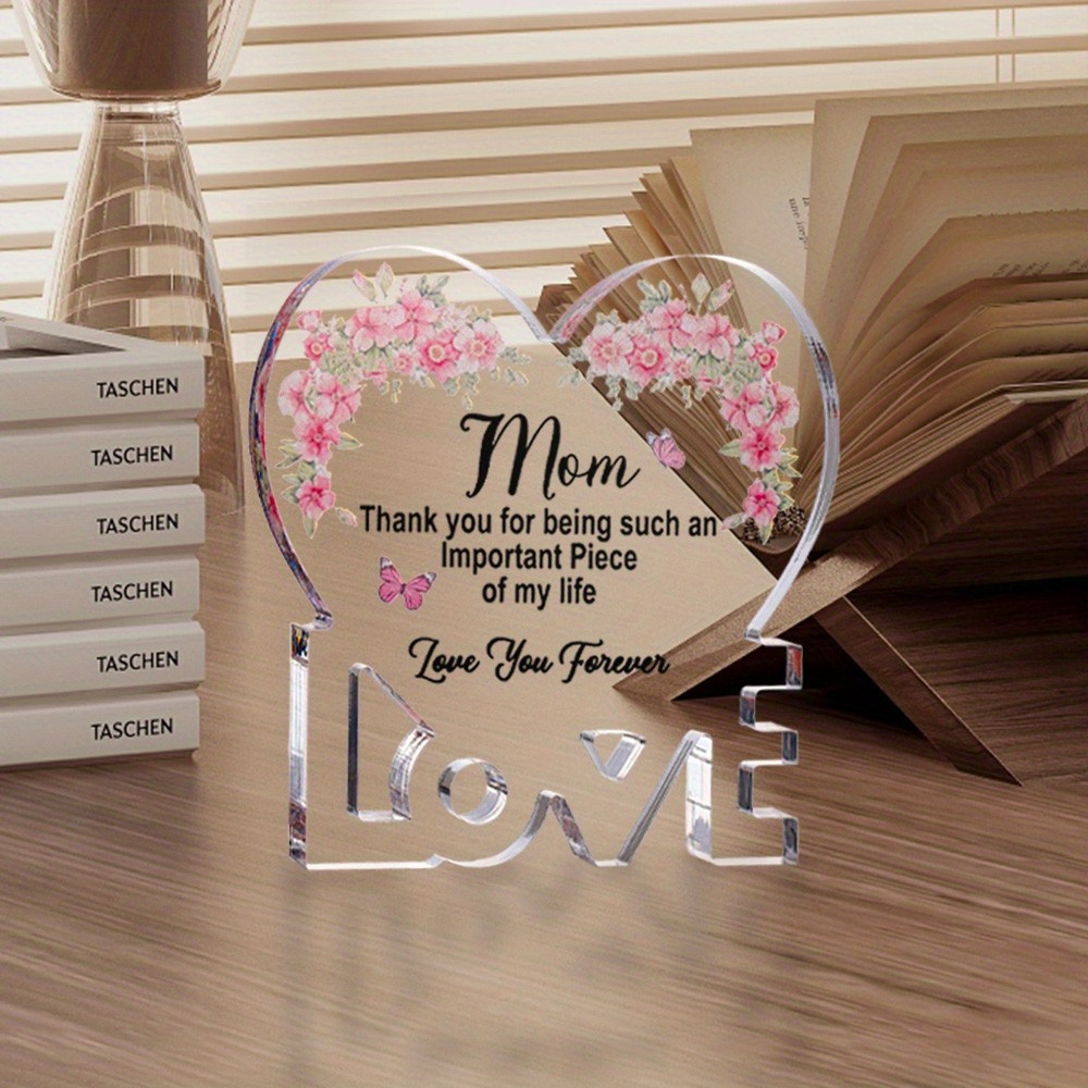 

1pc, Love Acrylic Plaque - Daughter And Son Thank You For Your Gift - Sturdy Base Design, Emotional Souvenir Table Decoration - For Christmas, Birthday, And Day - Warm Gratitude From