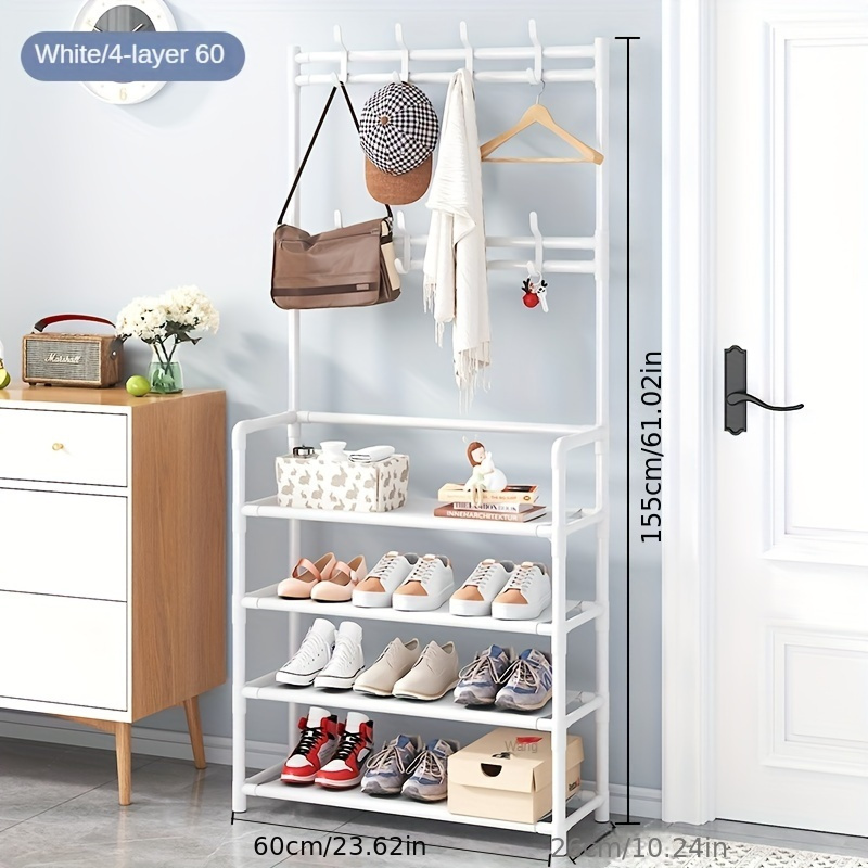   entryway storage solution stylish coat rack shoe organizer bench with hooks space saving multi purpose hall tree for shoes clothes hats bags umbrellas home accessories details 14