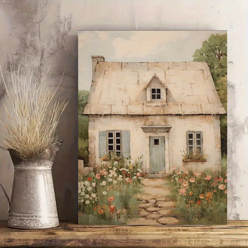 

1pc Vintage Canvas Poster With Wooden Framed, Cottage Canvas Print Painting Wall Decoration, Decoration Ideal Decoration For Living Room, Bedroom, Kitchen, Study, Office, Wall Art, Autumn Decoration