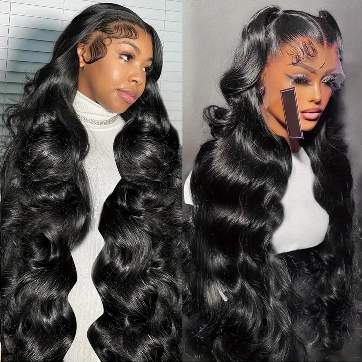 body wave lace front wigs human hair 200 density 13x4 hd - Temu display picture 2