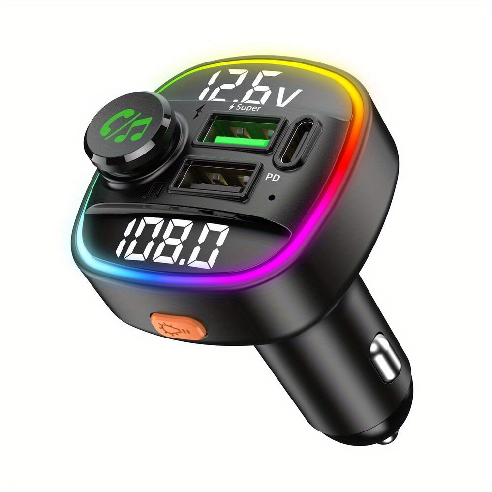 

Portable Wireless Fm Transmitter Adapter Charger With Usb Pd & Aux Ports For Car