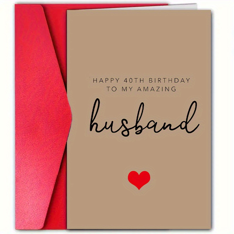 

1pc Happy 40th Birthday Greeting Card For Husband, High-quality Paper Material, Sentimental Birthday Card For Any Recipient, Ideal Gift For Spouse, Includes Envelope, Thoughtful Celebration Wishes