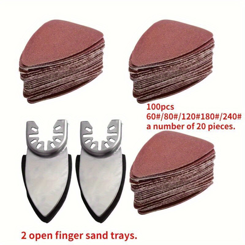 102pcs Finger Sandpaper Sheets 60/80/120/180/240 , Triangle Sanding Pads Detail Sander Sandpaper For Oscillating Tool Wood/plaster Other Surfaces Polish Sanding