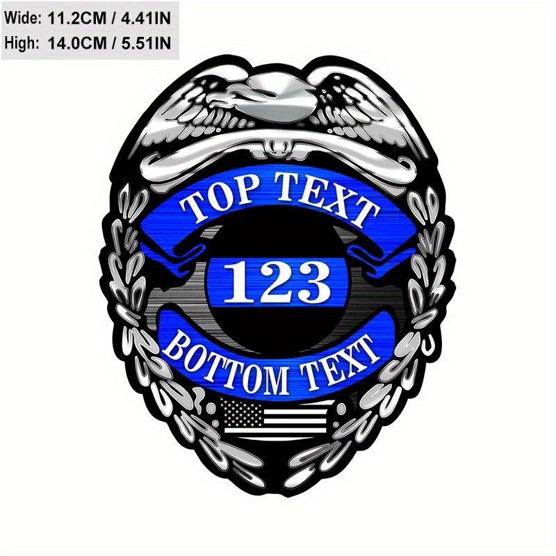 

Personalized Police Badge Decal With - Self-adhesive Vinyl Rear Placement Sticker, Matte Finish, Anime Cartoon Theme, Oblong Shape For Glass Surface - Custom Text Options Available