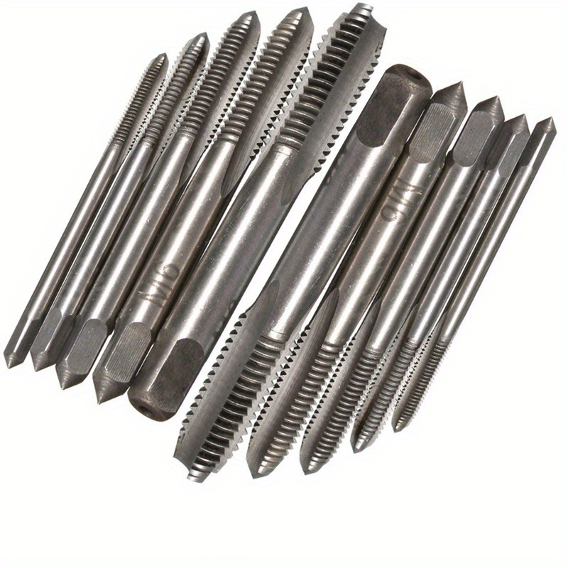 

High Speed Steel Thread Tap Set, 10pcs - Spiral Point Straight Fluted Screw Thread Metric Plug Hand Taps, Precision M3 M4 M5 M6 M8 Sizes