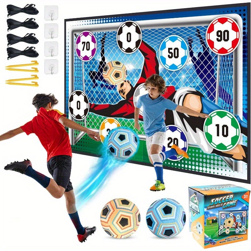 

Soccer Ball Game Set For Kids: Indoor Outdoor Backyard Toss Soccer Goal Game With Balls, Toddlers Gift For 3 4 5 6 7 8 Year Old Boy Toys, Foldable Flannel Goals, Ideal For Parent-child Bonding